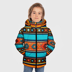Куртка зимняя для мальчика Этнический принт в горизонтальную полоску, цвет: 3D-светло-серый — фото 2