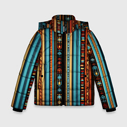 Куртка зимняя для мальчика Этнический паттерн в вертикальную полоску, цвет: 3D-светло-серый