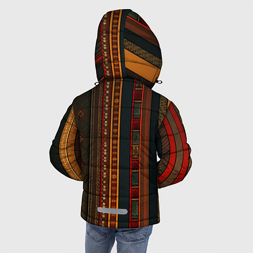Зимняя куртка для мальчика Этнический узор в вертикальную полоску / 3D-Светло-серый – фото 4