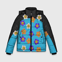 Куртка зимняя для мальчика Ромашковое поле улыбок, цвет: 3D-черный