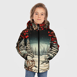 Куртка зимняя для мальчика Новый год природа, цвет: 3D-светло-серый — фото 2