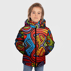 Куртка зимняя для мальчика Разноцветный узор в стиле абстракционизм, цвет: 3D-красный — фото 2