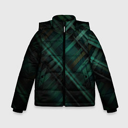 Куртка зимняя для мальчика Тёмно-зелёная шотландская клетка, цвет: 3D-черный