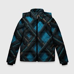 Куртка зимняя для мальчика Тёмно-синяя диагональная клетка, цвет: 3D-светло-серый