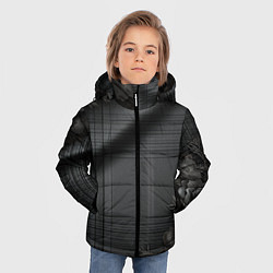 Куртка зимняя для мальчика Серо-черная шотландская клетка и цветы, цвет: 3D-черный — фото 2