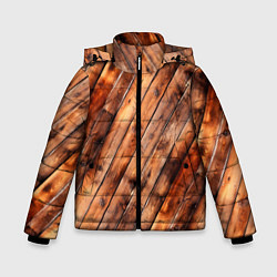 Куртка зимняя для мальчика Деревянная обшивка, цвет: 3D-черный