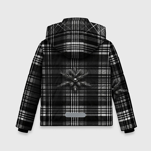 Зимняя куртка для мальчика Черно-белая шотландская клетка / 3D-Красный – фото 2