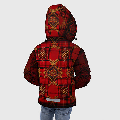 Зимняя куртка для мальчика Красная шотландская клетка royal stewart / 3D-Светло-серый – фото 4