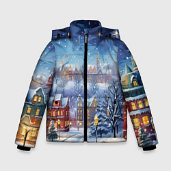 Куртка зимняя для мальчика New year city, цвет: 3D-черный