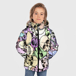 Куртка зимняя для мальчика Разноцветные черепа паттерн, цвет: 3D-черный — фото 2