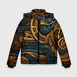 Куртка зимняя для мальчика Паттерн в викингском стиле, цвет: 3D-черный