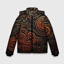 Куртка зимняя для мальчика Асимметричный паттерн в викингском стиле, цвет: 3D-светло-серый
