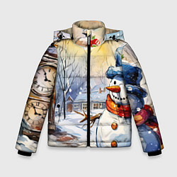 Куртка зимняя для мальчика Снеговик новый год, цвет: 3D-светло-серый