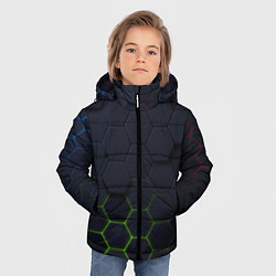 Куртка зимняя для мальчика Абстрактный фон чёрные соты, цвет: 3D-черный — фото 2