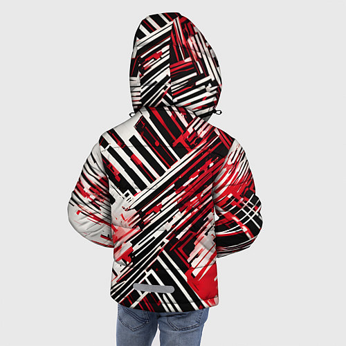 Зимняя куртка для мальчика Киберпанк линии белые и красные / 3D-Светло-серый – фото 4