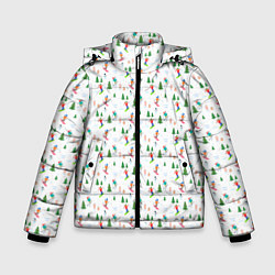 Куртка зимняя для мальчика Зимний горнолыжный курорт, цвет: 3D-черный