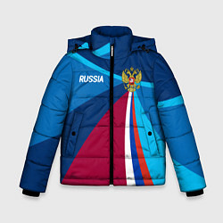 Зимняя куртка для мальчика Герб и триколор России с геометрией