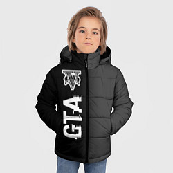 Куртка зимняя для мальчика GTA glitch на темном фоне по-вертикали, цвет: 3D-черный — фото 2