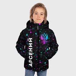 Куртка зимняя для мальчика Арсений и неоновый герб России вертикально, цвет: 3D-черный — фото 2