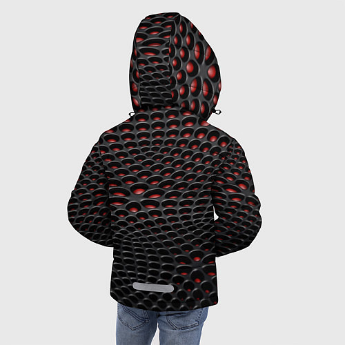 Зимняя куртка для мальчика Узор на чёрно красном карбоновом фоне / 3D-Светло-серый – фото 4