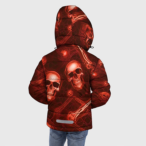 Зимняя куртка для мальчика Красные черепа и кости / 3D-Светло-серый – фото 4