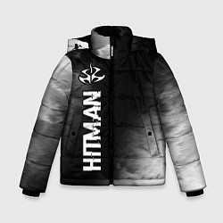 Зимняя куртка для мальчика Hitman glitch на темном фоне по-вертикали