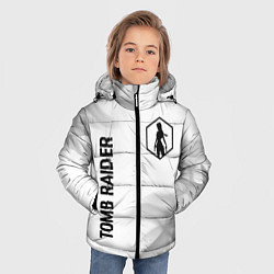 Куртка зимняя для мальчика Tomb Raider glitch на светлом фоне вертикально, цвет: 3D-черный — фото 2