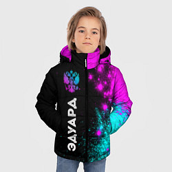 Куртка зимняя для мальчика Эдуард и неоновый герб России по-вертикали, цвет: 3D-черный — фото 2