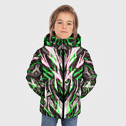 Куртка зимняя для мальчика Неоновый зелёный кибер череп, цвет: 3D-черный — фото 2