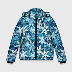Куртка зимняя для мальчика New Years pattern with snowflakes, цвет: 3D-черный