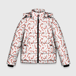 Куртка зимняя для мальчика Caramel cane new years pattern, цвет: 3D-черный
