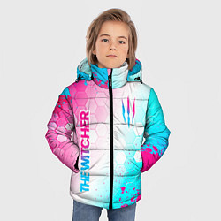Куртка зимняя для мальчика The Witcher neon gradient style вертикально, цвет: 3D-черный — фото 2