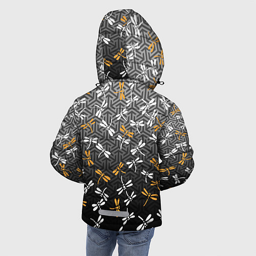 Зимняя куртка для мальчика Стрекозы поверх графики / 3D-Светло-серый – фото 4