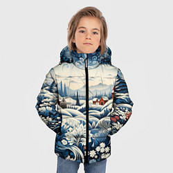 Куртка зимняя для мальчика Зимний лес новогодний узор, цвет: 3D-светло-серый — фото 2