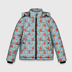 Куртка зимняя для мальчика Новогодние медвежата с подарками, цвет: 3D-черный