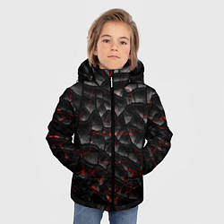 Куртка зимняя для мальчика Трещины черные, цвет: 3D-красный — фото 2