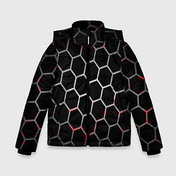 Куртка зимняя для мальчика Шестиугольник пчелиный улей, цвет: 3D-черный