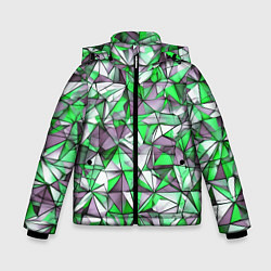 Куртка зимняя для мальчика Маленькие зелёные треугольники, цвет: 3D-черный