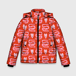 Куртка зимняя для мальчика Каракули змейки, цвет: 3D-светло-серый