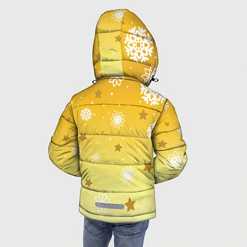 Зимняя куртка для мальчика Снежинки и звезды на желтом / 3D-Светло-серый – фото 4