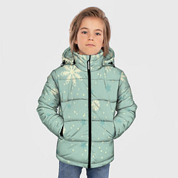 Куртка зимняя для мальчика Снежинки и звезды на матно зеленем, цвет: 3D-красный — фото 2