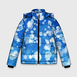Куртка зимняя для мальчика Декоративные снежинки на синем, цвет: 3D-светло-серый