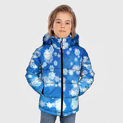 Куртка зимняя для мальчика Декоративные снежинки на синем, цвет: 3D-светло-серый — фото 2