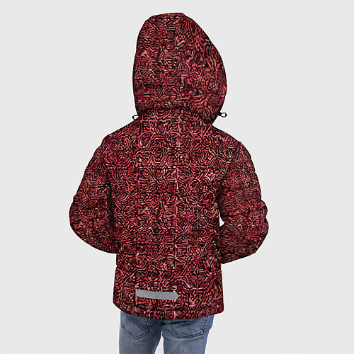 Зимняя куртка для мальчика Чёрные и красные мазки / 3D-Светло-серый – фото 4