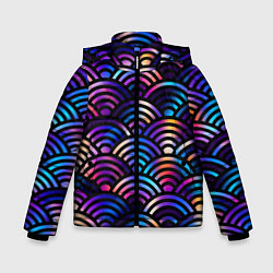 Куртка зимняя для мальчика Разноцветные волны-чешуйки, цвет: 3D-светло-серый
