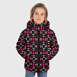 Куртка зимняя для мальчика Красно-черный зеленый геометрический узор, цвет: 3D-светло-серый — фото 2