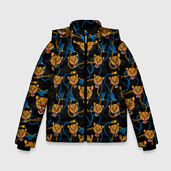 Куртка зимняя для мальчика Золотая цепь с леопардами, цвет: 3D-светло-серый
