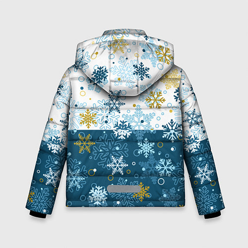 Зимняя куртка для мальчика Снежинки новогодние / 3D-Светло-серый – фото 2