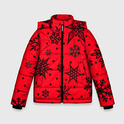Куртка зимняя для мальчика Праздничный снег, цвет: 3D-красный