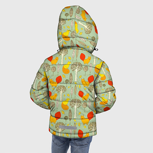 Зимняя куртка для мальчика Лисы в лесу / 3D-Светло-серый – фото 4